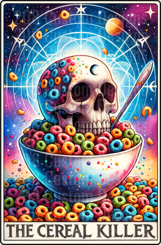 The Cereal Killer Skull in Colorful Breakfast Bowl Galaxy