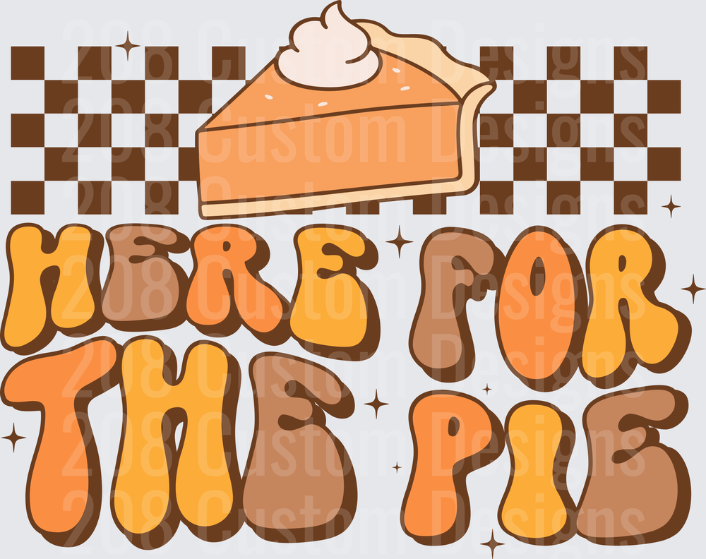 Here For The Pie Retro Groovy Pumpkin Pie Slice Checkered