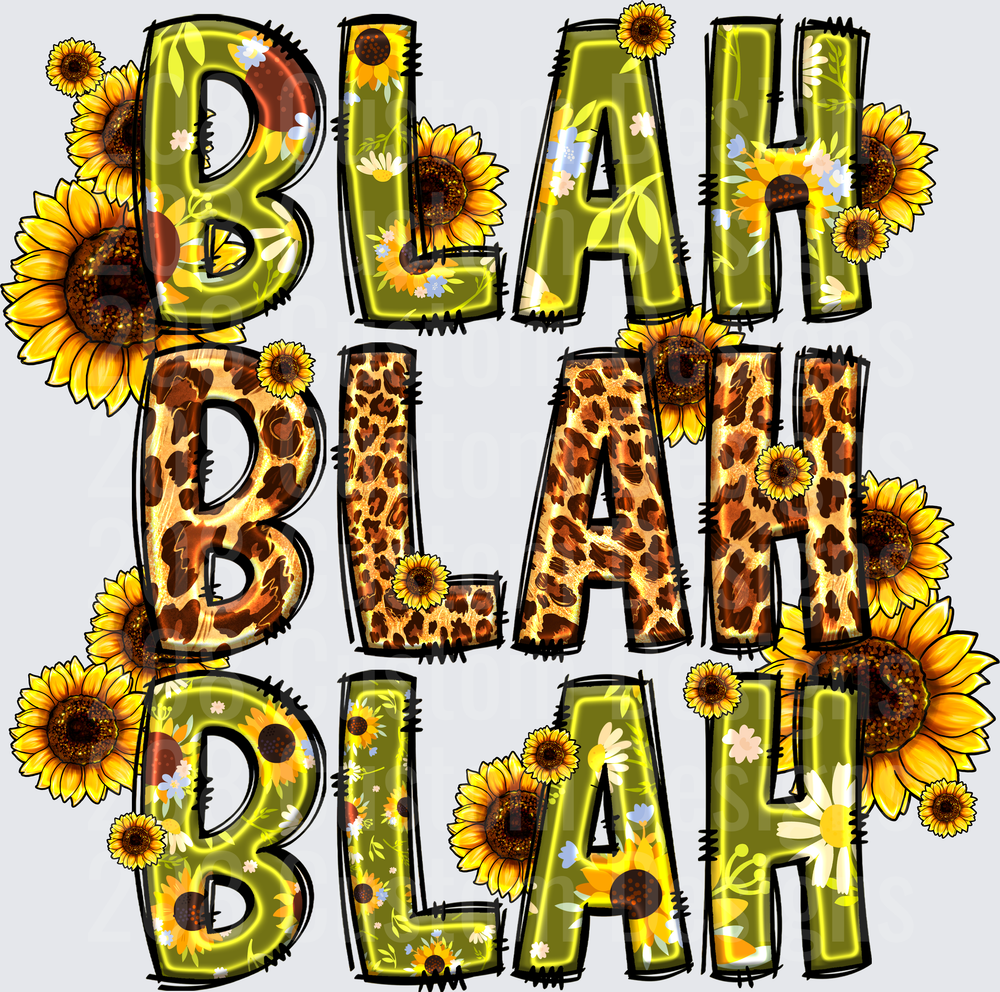 Blah Blah Blah Sunflower and Leopard Print Letters
