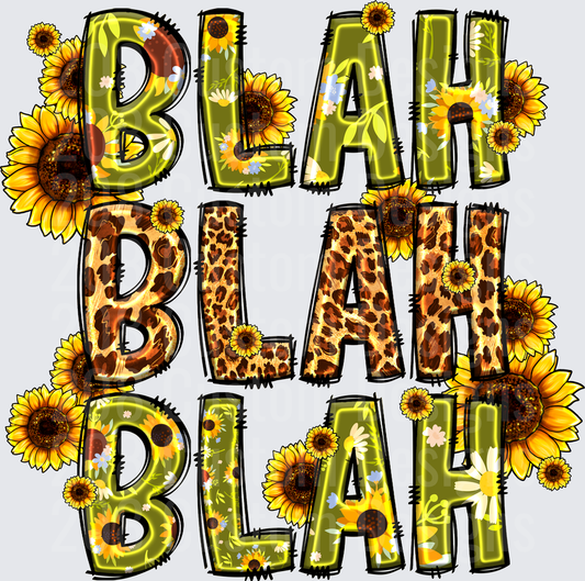 Blah Blah Blah Sunflower and Leopard Print Letters