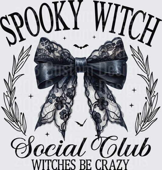 Spooky Witch Social Club Witches Be Crazy Black Lace Bow