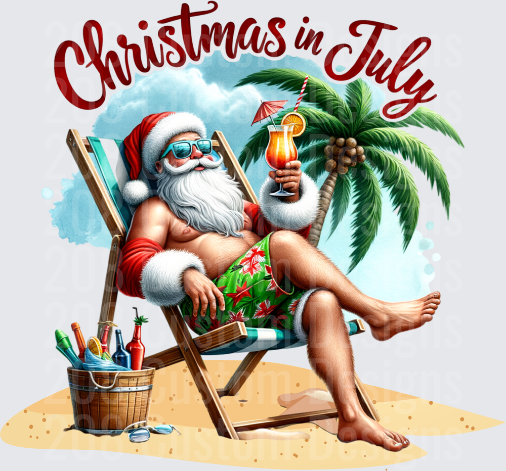 Christmas in July Santa Beach Vacation Tropical Holiday