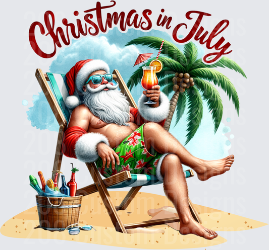 Christmas in July Santa Beach Vacation Tropical Holiday