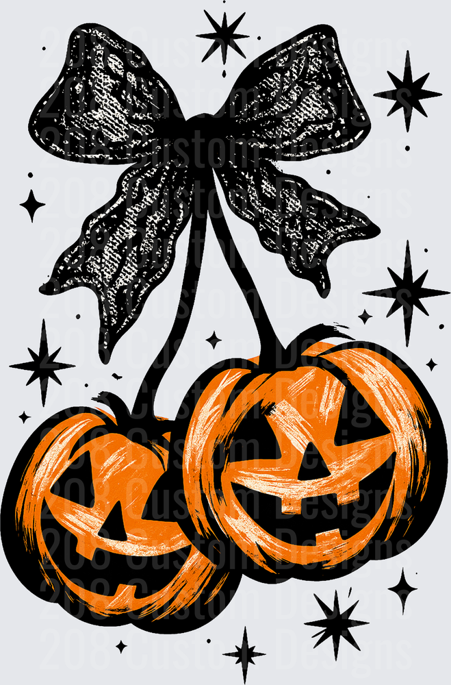Halloween Jack-O-Lantern Cherry Bow Sparkle
