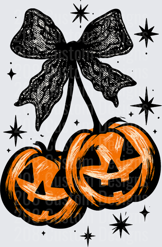 Halloween Jack-O-Lantern Cherry Bow Sparkle