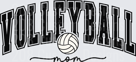 Volleyball Mom Arched Varsity Letters with Ball Graphic