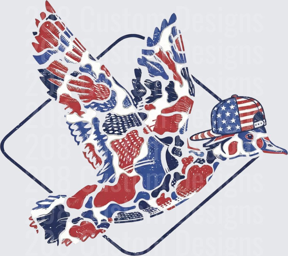 Patriotic Duck in Flight