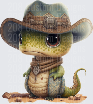 Cute Cowboy Alligator with Hat and Bandana