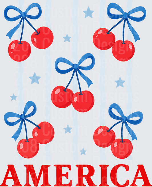Patriotic Cherry Bows and Stars America Design