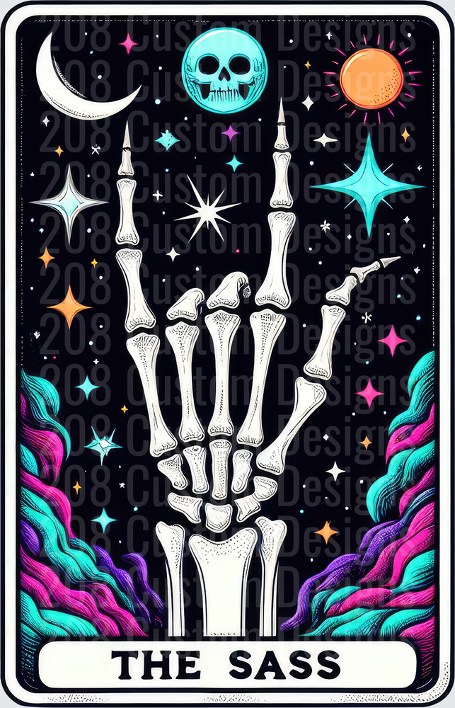 The Sass Tarot Card Skeleton Hand Middle Finger Design