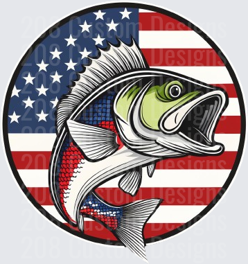 American Flag Bass Fish Patriotic Fishing Design