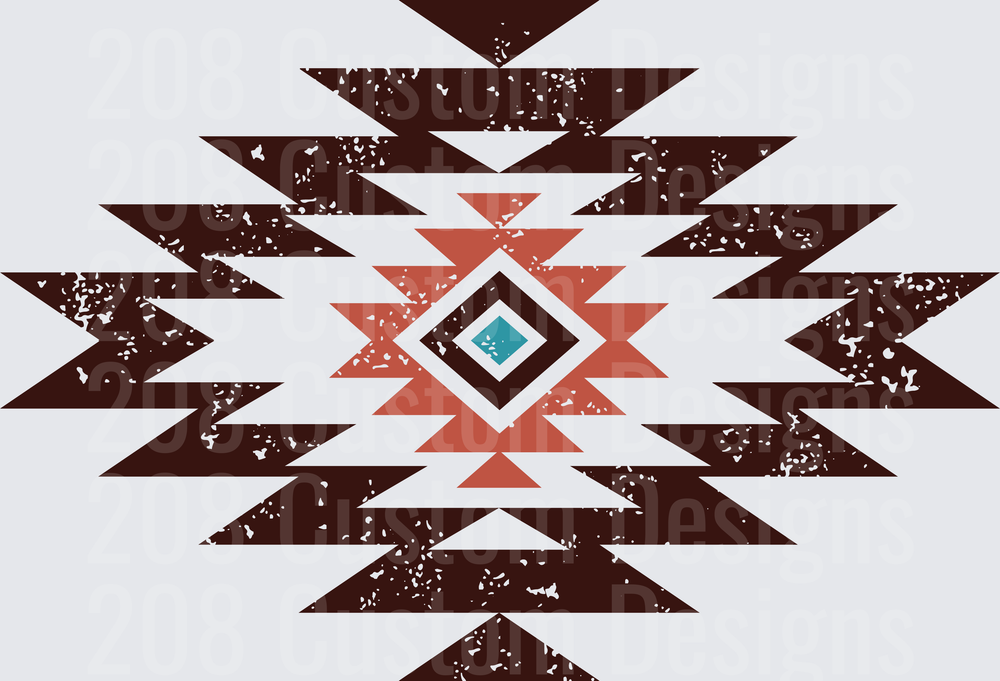 Distressed Southwestern Aztec Pattern with Turquoise Center