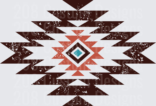 Distressed Southwestern Aztec Pattern with Turquoise Center