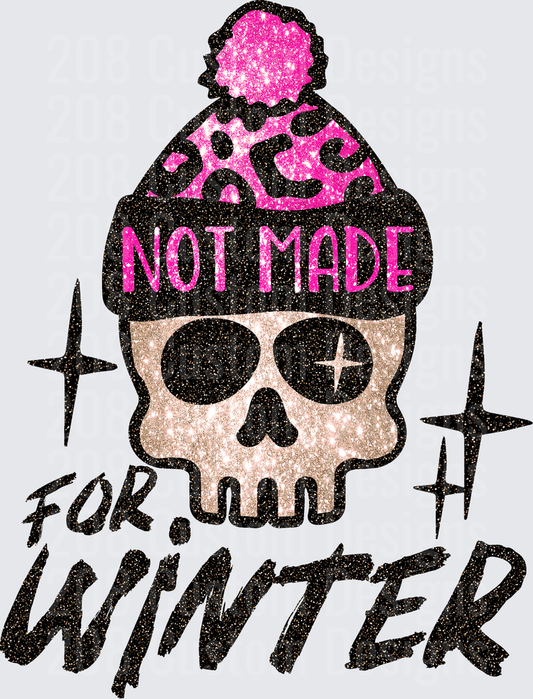Skull Wearing Pink Winter Hat Not Made For Winter Text