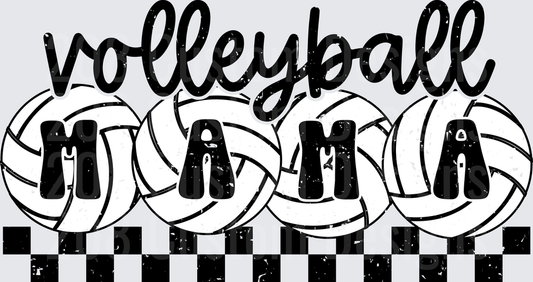 Volleyball Mama Distressed Checkered Grunge Bold Script