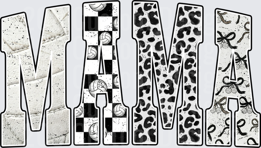 Volleyball Mama Black White Leopard Checkered