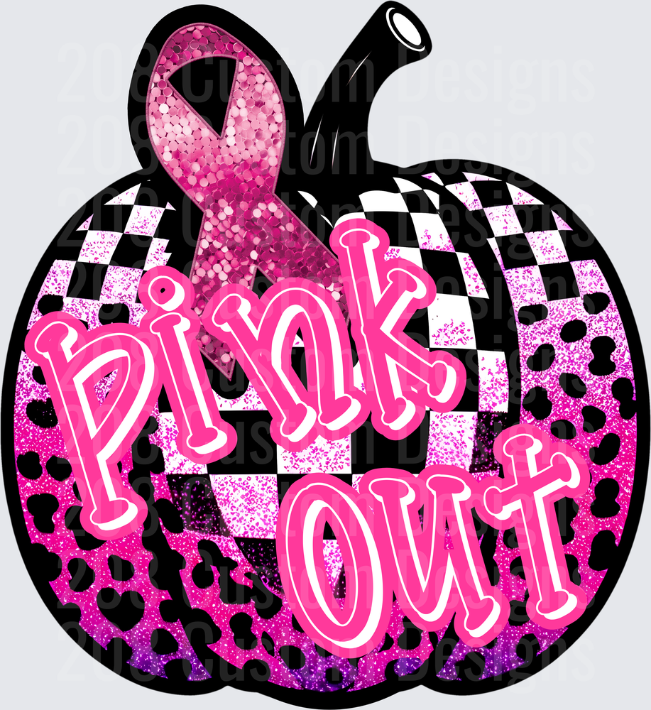 Pink Out Breast Cancer Awareness Pumpkin with Leopard Print