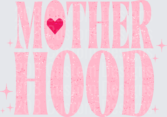 Mother Hood Pink Heart Typography Design with Stars