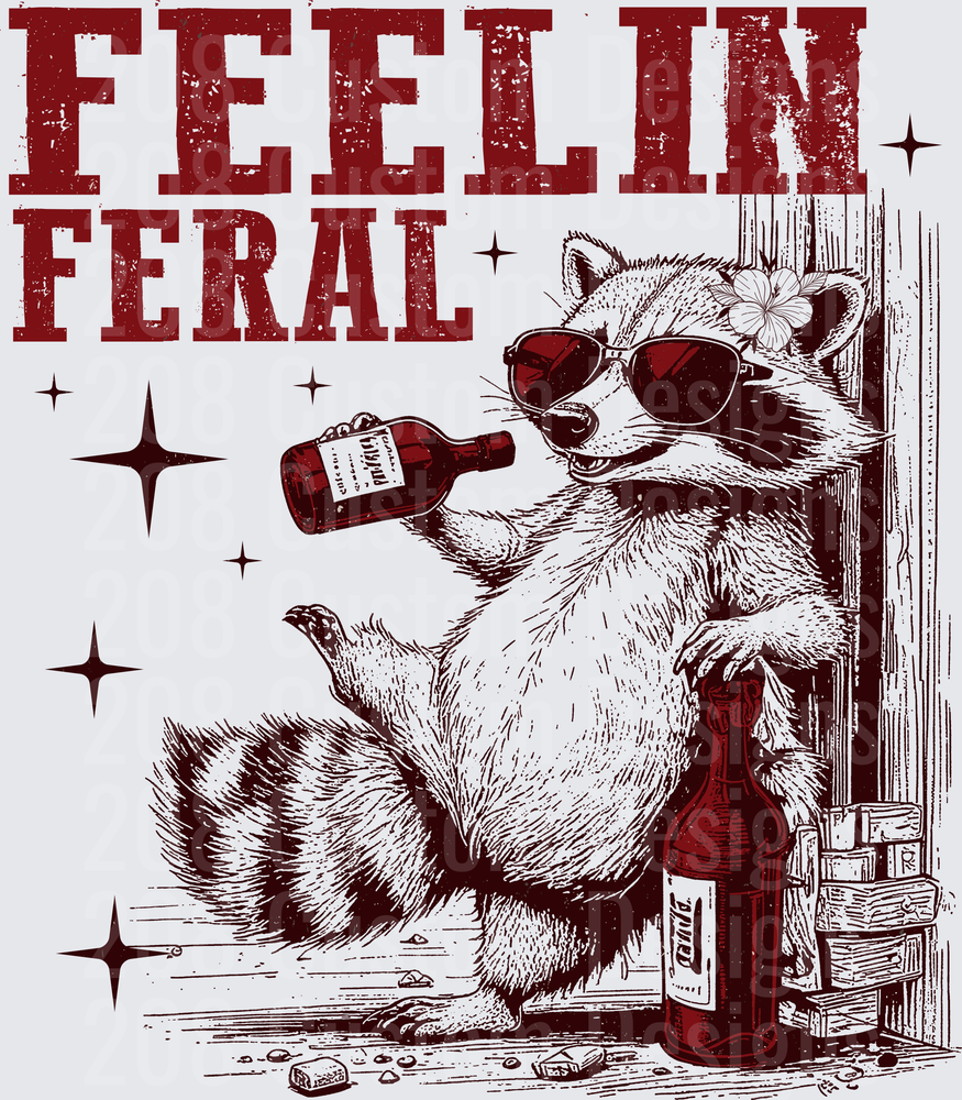 Feelin Feral Raccoon with Sunglasses and Beer Bottles