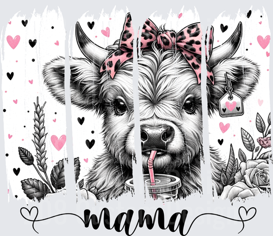 Mama Cow with Pink Leopard Bandana and Hearts Design