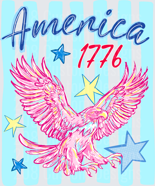 America 1776 Pink Eagle with Stars and Stripes