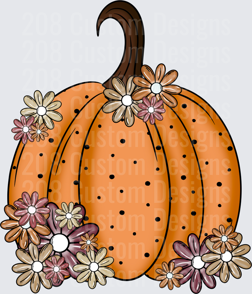 Autumn Pumpkin with Floral Decorations Fall Design