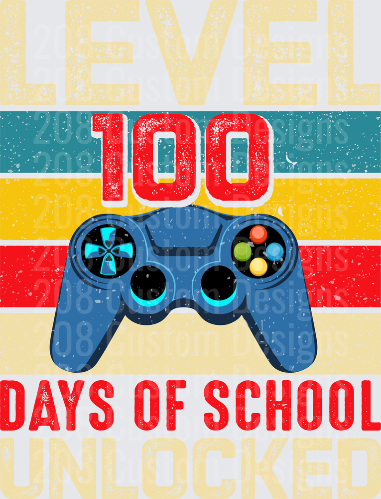 Level 100 Days of School Unlocked Retro Video Game Controller