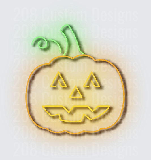 Neon Glow Halloween Jack-O-Lantern Pumpkin Outline