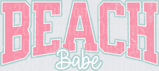Beach Babe Pink Distressed Lettering Design