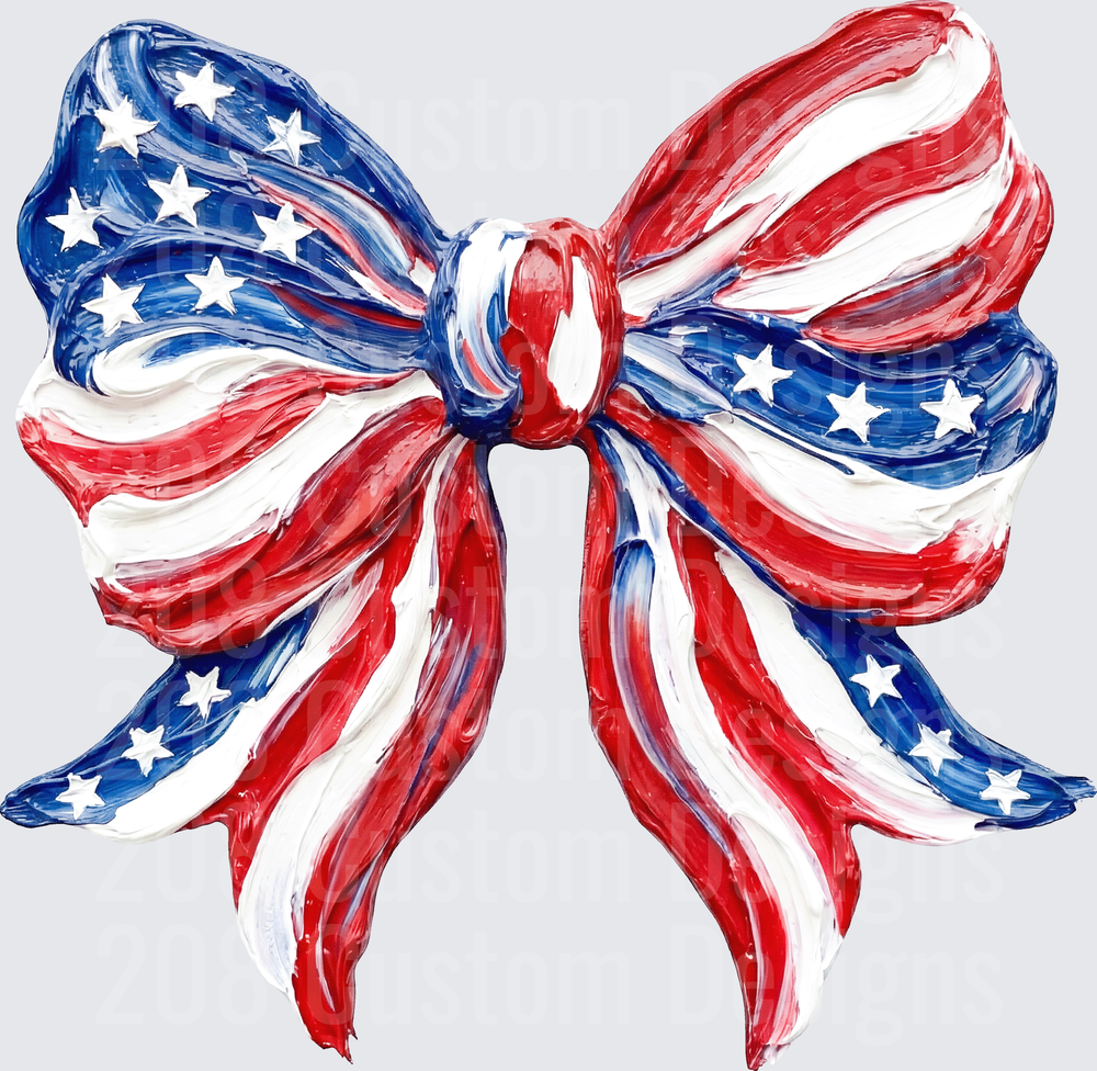 Patriotic American Flag Bow with Stars and Stripes