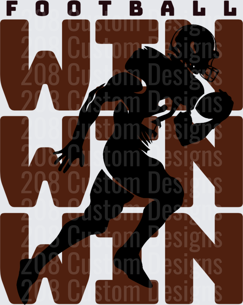 Football Win Win Win Running Back Silhouette