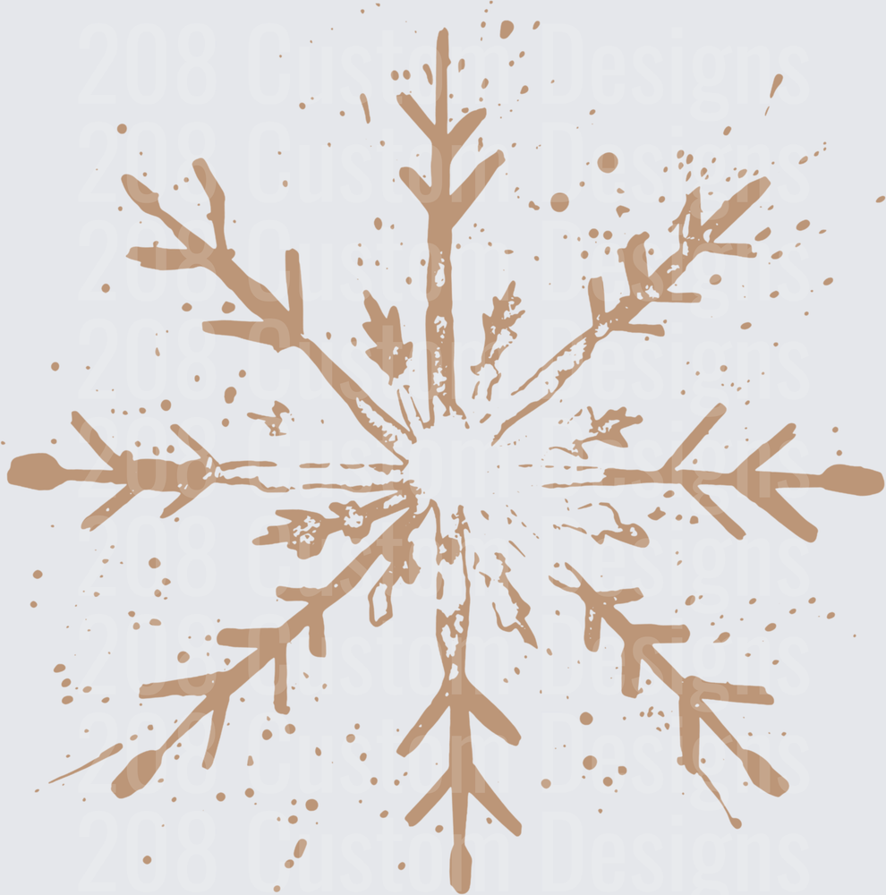 Distressed Brown Snowflake with Paint Splatter Effects