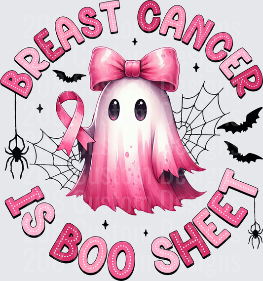 Breast Cancer Awareness Pink Ghost with Bow Halloween Boo Sheet