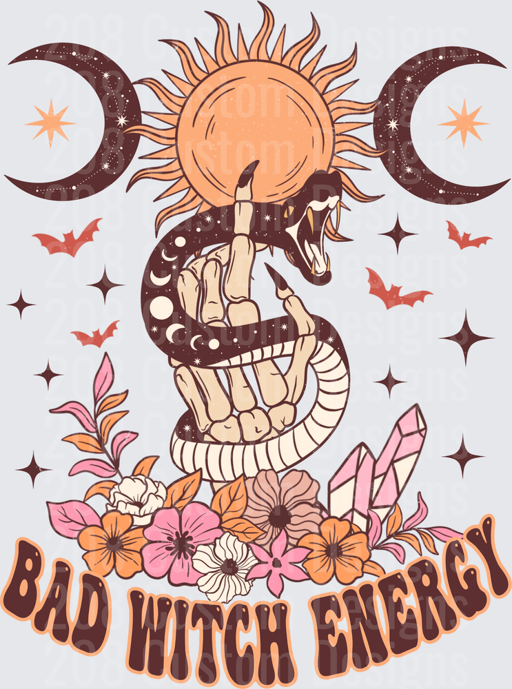 Bad Witch Energy Skeleton Hand Snake Triple Moon Floral