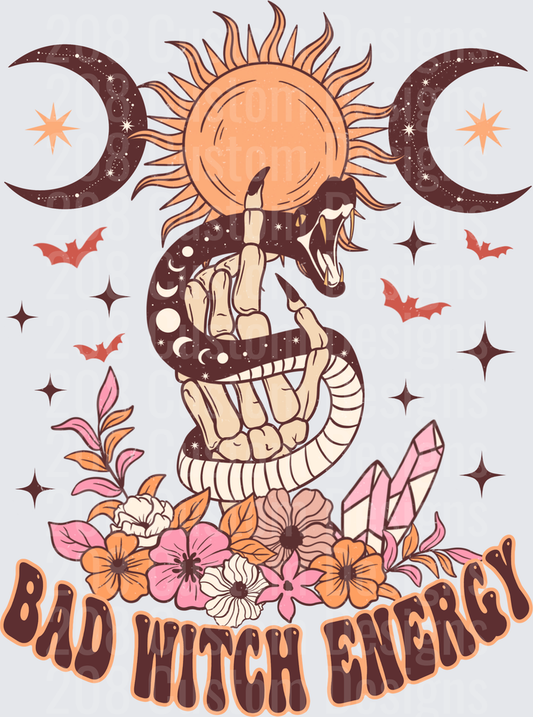 Bad Witch Energy Skeleton Hand Snake Triple Moon Floral