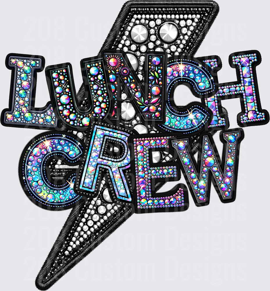 Lunch Crew Rhinestone Gem Lightning Bolt