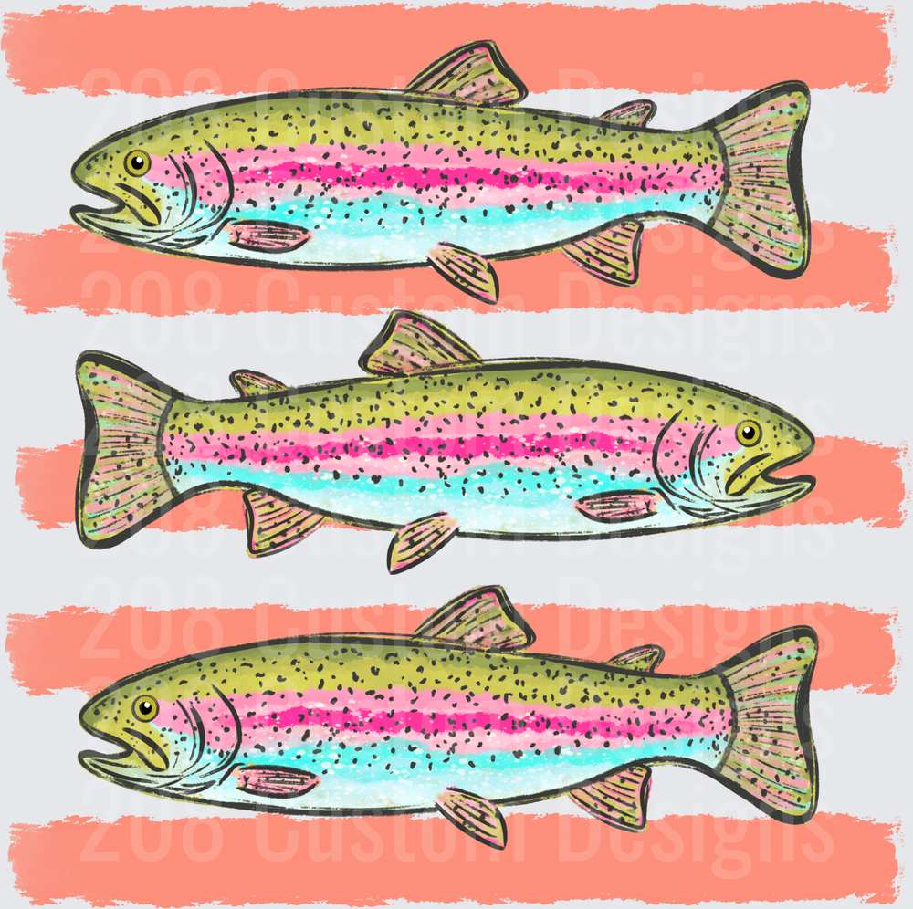 Colorful Rainbow Trout Fish with Coral Stripes