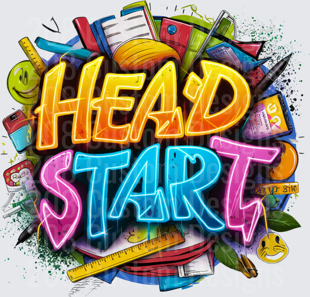 Head Start Bold Graffiti School Supplies Typography Design