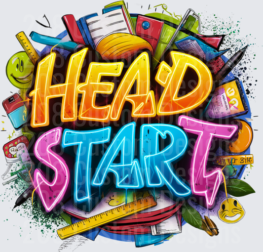 Head Start Bold Graffiti School Supplies Typography Design