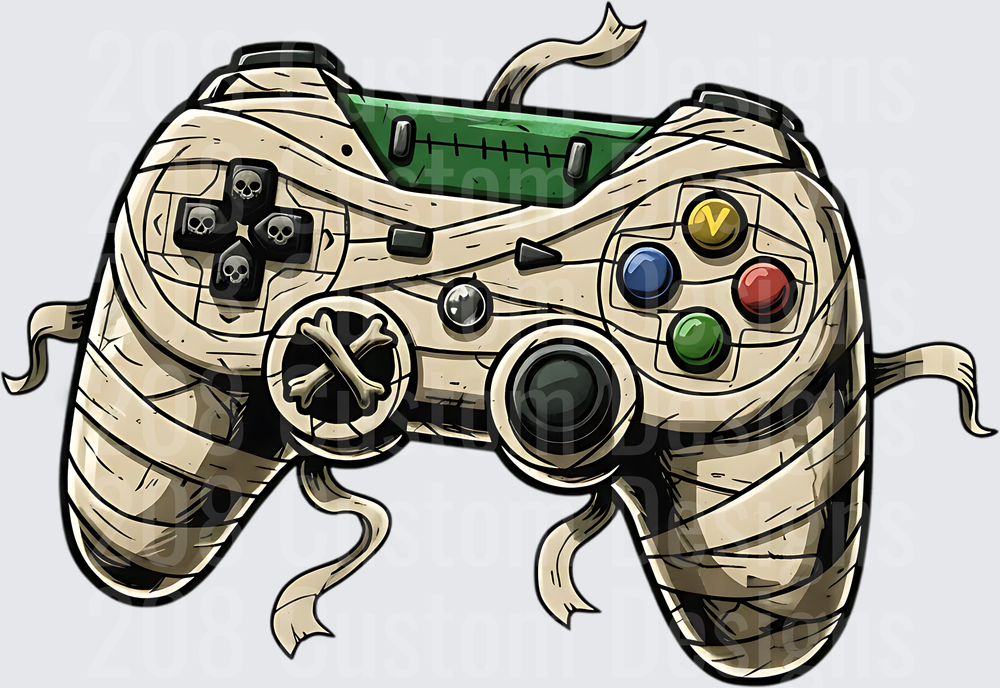 Mummy Wrapped Halloween Game Controller Skull Crossbone