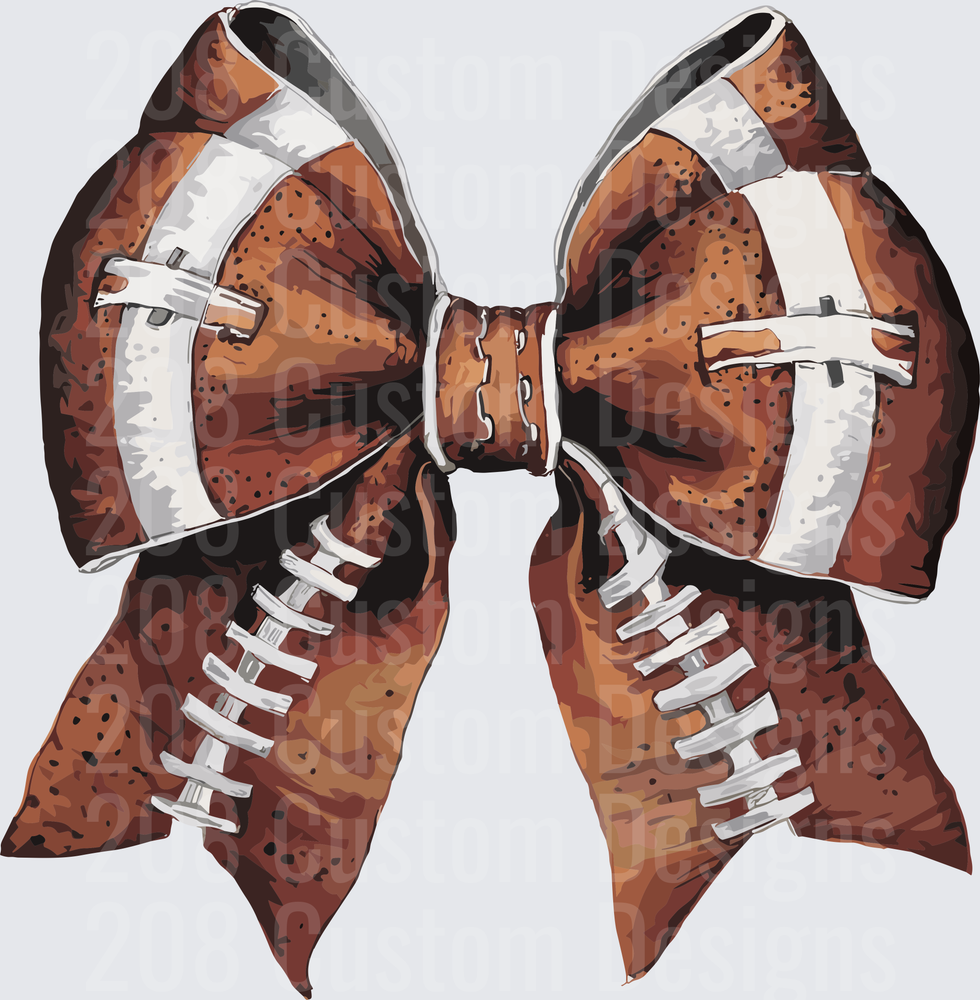 Football Texture Cheer Bow with Laces and Stitching