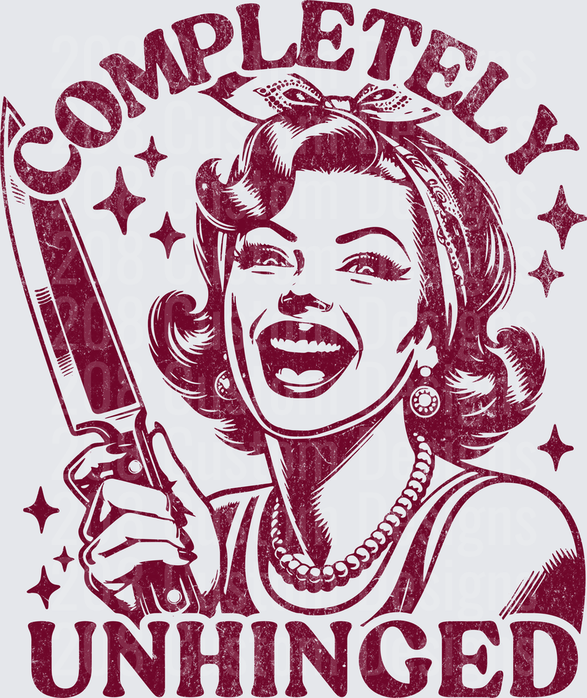 Completely Unhinged Vintage Pin-Up Girl with Gun Design