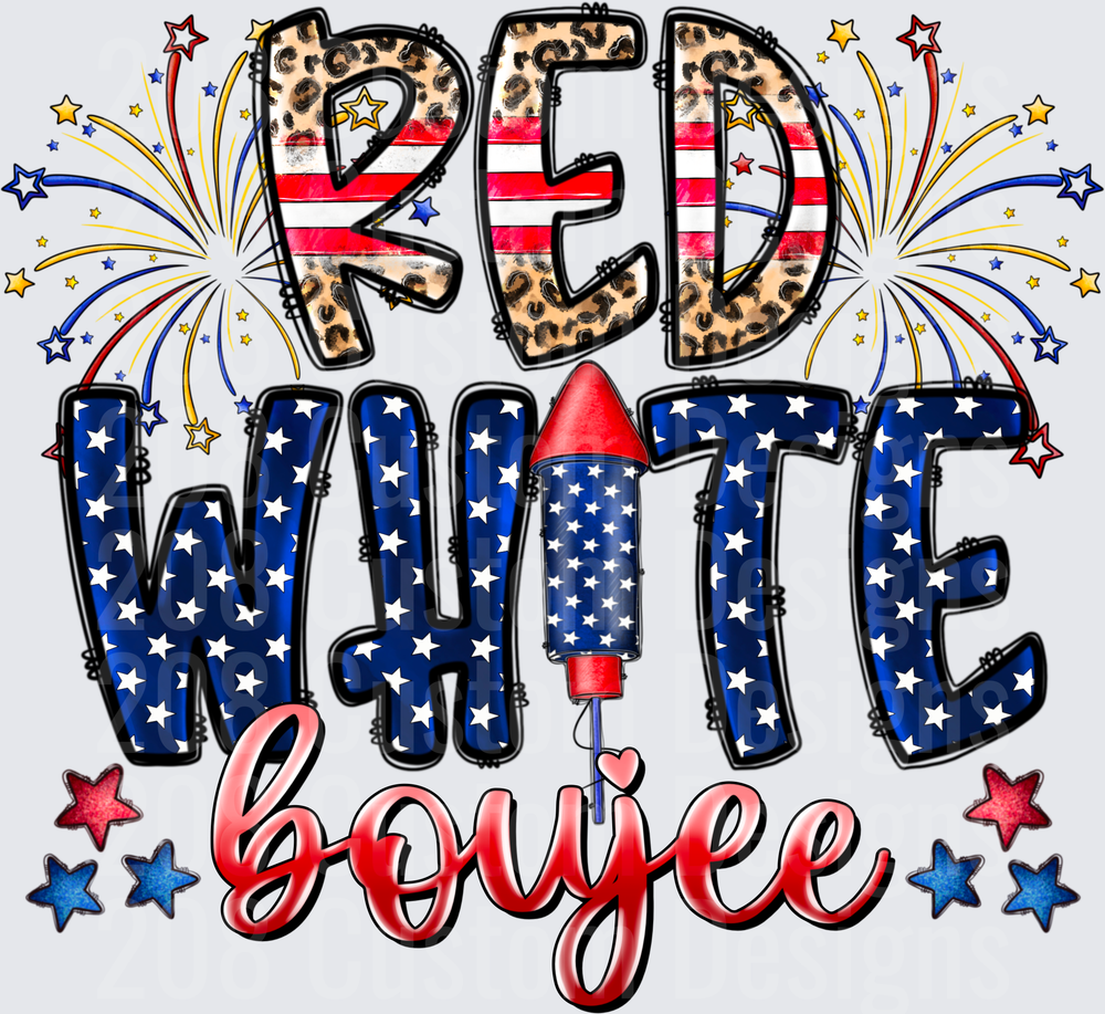 Red White and Blue Leopard Print American Flag Fourth of July Fireworks Popsicle Boujee