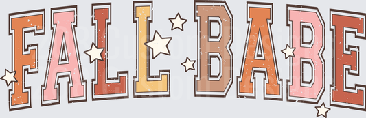 Fall Babe Retro Letters with Stars Autumn Typography