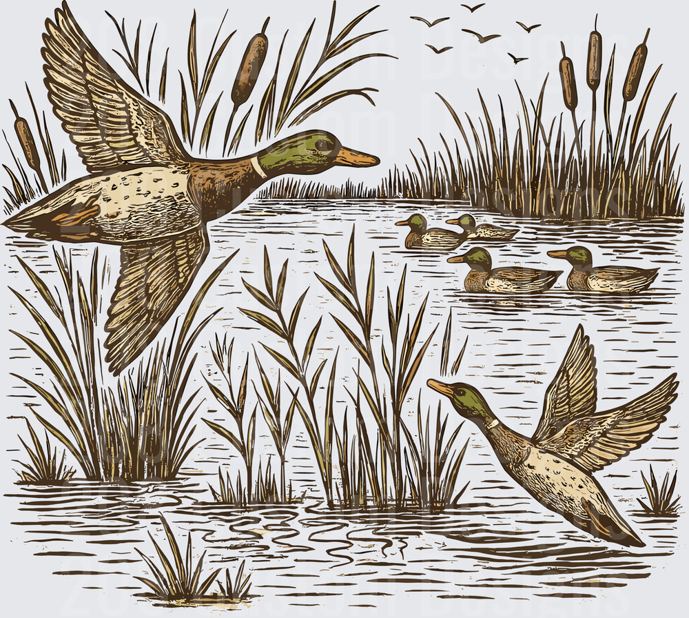 Mallards Over the Marsh