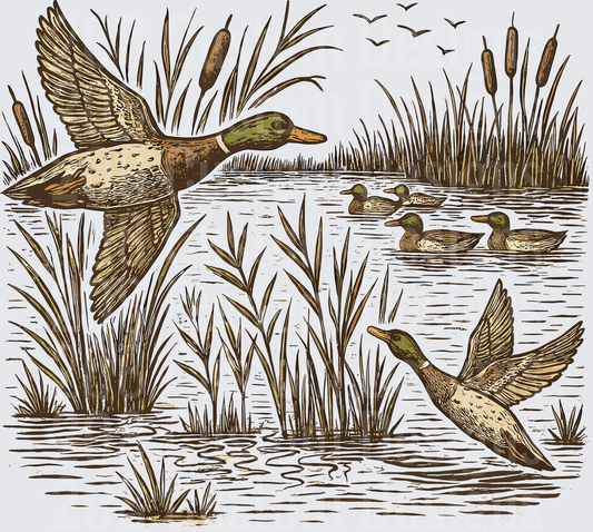 Mallards Over the Marsh