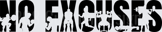 NO EXCUSES Fitness Motivation with Silhouette Figures
