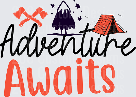 Adventure Awaits Camping Design with Tent and Mountain