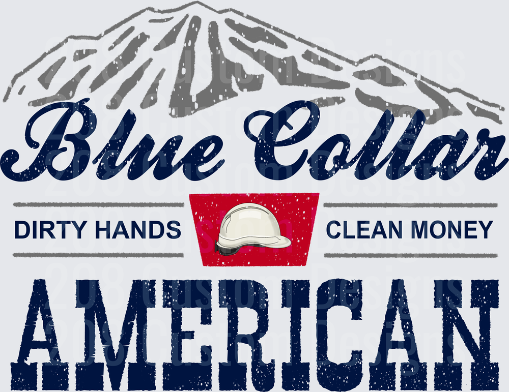 Blue Collar American Worker Mountain Hard Hat Design