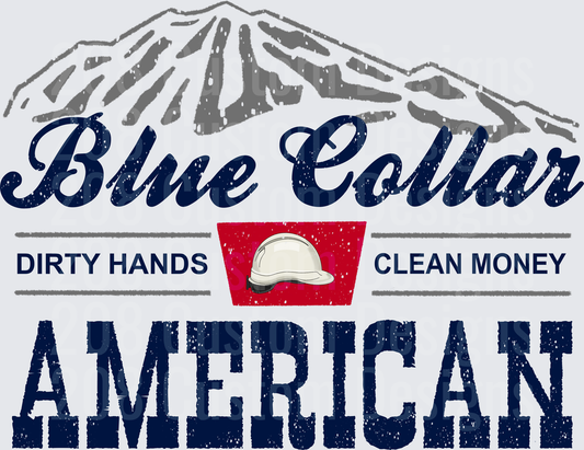 Blue Collar American Worker Mountain Hard Hat Design